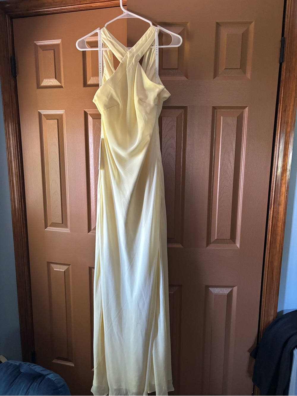 NWT Azazie Doretta Bridesmaid Dress Yellow Lemon Sorbet Chiffon